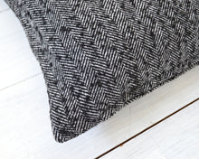 Black & White Wool Herringbone Pillow Cover