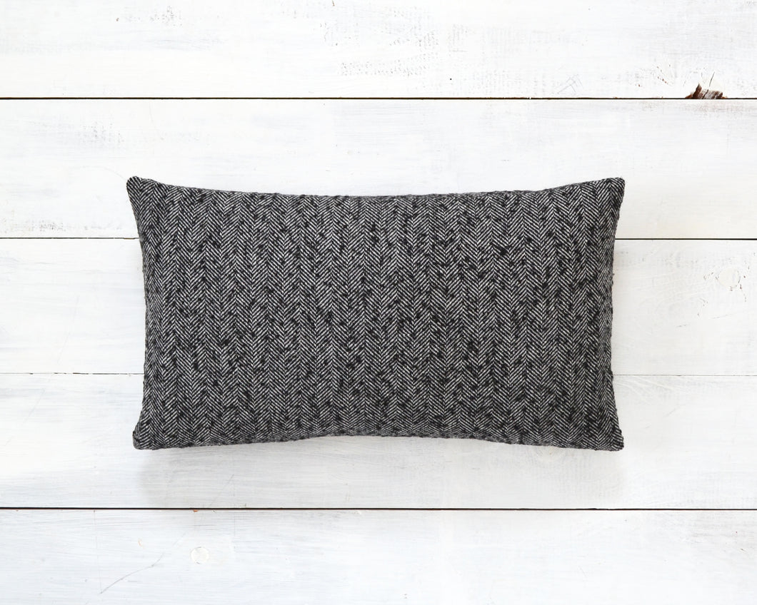 Black & White Wool Herringbone Pillow Cover