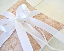 Ring Bearer Pillow - Blush Lace with White Bow
