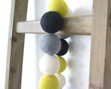 Felt Ball Garland - 4cm Chartreuse, White, Gray & Black