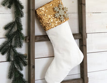 CHRISTMAS STOCKING  - Gold Sequin and Velvet
