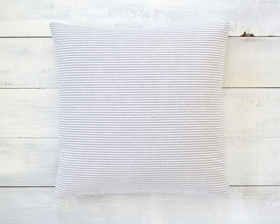 Gray and White Pinstripe Pillow Cover