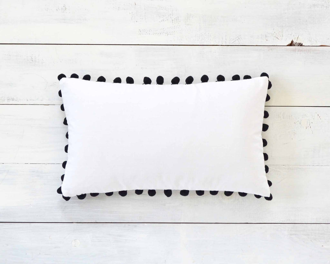 Black Pom Pom Pillow Cover - Large 7/8