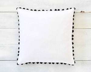 Black Pom Pom Pillow Cover - Large 7/8" Pom Poms