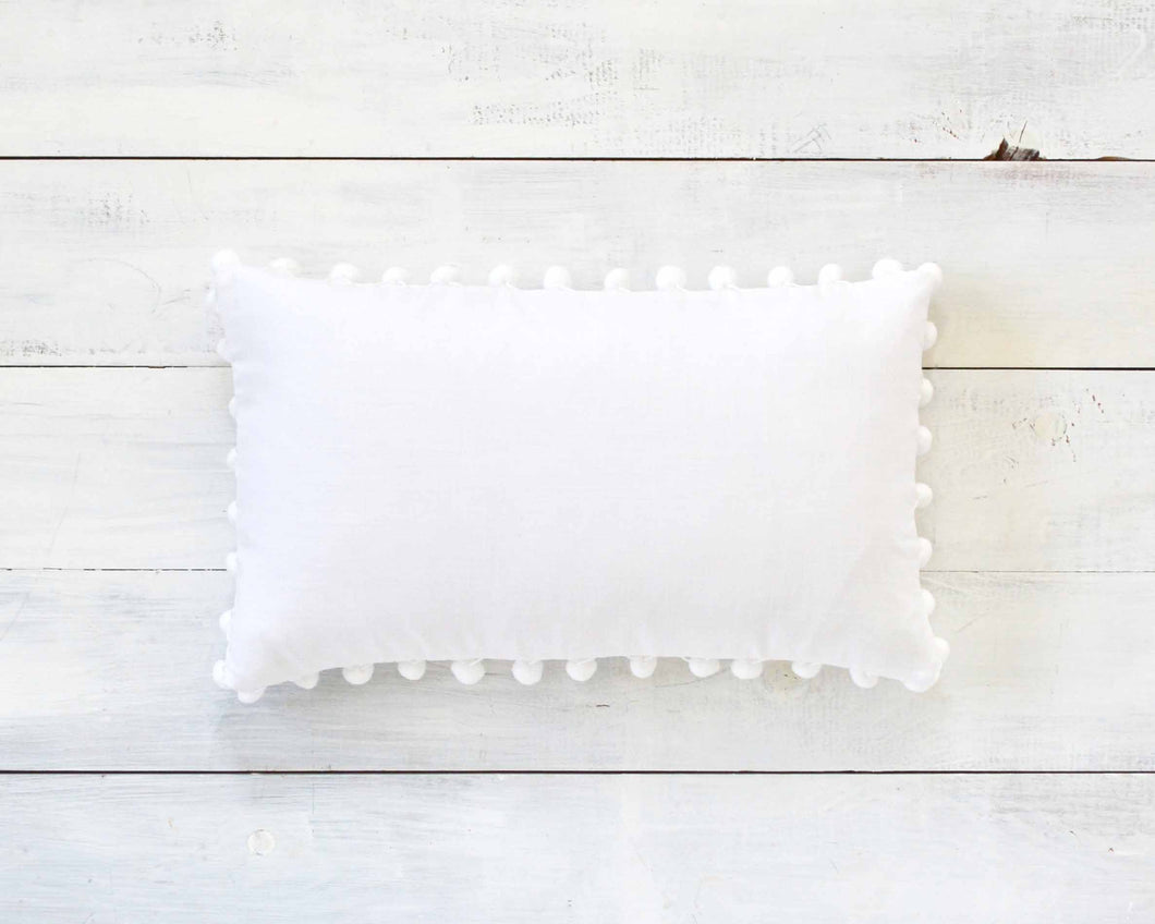 White Pom Pom Pillow Cover - Large 7/8