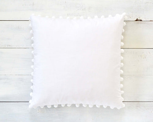 White Pom Pom Pillow Cover - Large 7/8