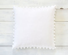 White Pom Pom Pillow Cover - Large 7/8" Pom Poms