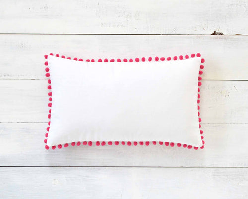 Magenta Pink Pom Pom Pillow Cover