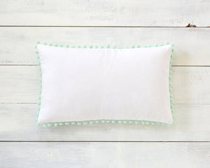 Mint Pom Pom Pillow Cover