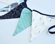 Fabric Pennant Banner - Navy & Aqua