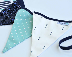 Fabric Pennant Banner - Navy & Aqua