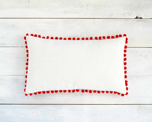 Red Pom Pom Pillow Cover