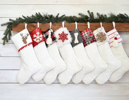 CHRISTMAS STOCKINGS - Holiday Red Woods with Velvet