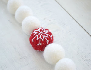 Felt Ball Garland - Red Snowballs