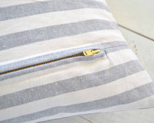 Gray and White Striped Pillow Cover