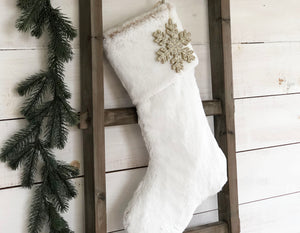 CHRISTMAS STOCKING  - White Faux Fur