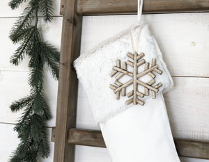 CHRISTMAS STOCKING  - White Faux Fur and Velvet