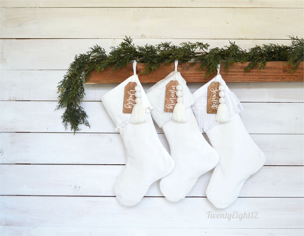 CHRISTMAS STOCKINGS - White Collection of 3