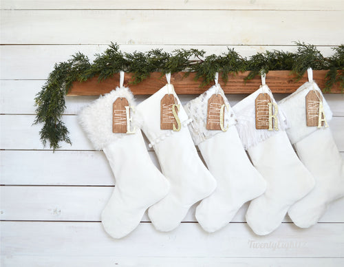 CHRISTMAS STOCKINGS - White Collection of 5